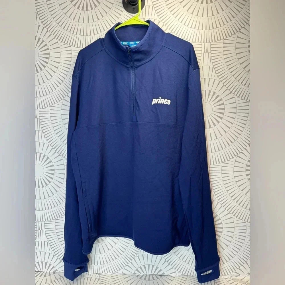 Prince Pickleball Men’s Long Sleeve Navy Blue Quarter Zip Top Zipper Pockets XL